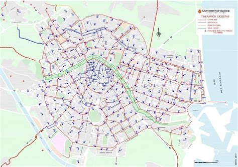 Plano de carril bici en Valencia